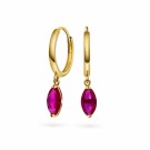 Pan Jewelry - Øreringer i gull med rød zirkonia thumbnail