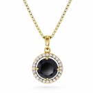 Pan Jewelry - Smykke i forgylt sølv med zirkonia og sort sten thumbnail