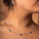 Pan Jewelry - Kløver Smykke i forgylt sølv med havblå lapis thumbnail