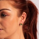 Pan Jewelry - GLAM Øredobber i forgylt sølv med grønne stener thumbnail
