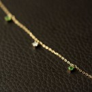 Pan Jewelry - Ankelkjede i forgylt sølv med grønn zirkonia thumbnail