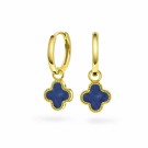 Pan Jewelry - Kløver Øredobber i forgylt sølv med havblå lapis thumbnail