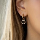 Pan Jewelry - Øreringer i forgylt sølv med zirkonia og sort sten thumbnail