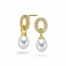 Pan Jewelry - Øredobber i forgylt sølv med perle og zirkonia thumbnail