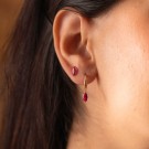 Pan Jewelry - Øreringer i gull med rød zirkonia thumbnail
