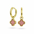Pan Jewelry - Kløver Øreringer i forgylt sølv med rosa stein thumbnail