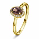 Pan Jewelry - Athens Charm Ring i forgylt sølv med hvit og brun zirkonia thumbnail
