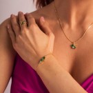 Pan Jewelry - GLAM Armbånd i forgylt sølv med grønne stener thumbnail