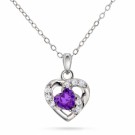 Prins & Prinsesse - Smykke i sølv med lilla zirkonia hjerte thumbnail