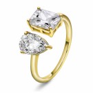 Pan Jewelry - Viva Vegas Ring i forgylt sølv med hvit zirkonia, justerbar thumbnail