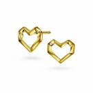 Pan Jewelry - Øredobber i forgylt sølv med hjerte og zirkonia thumbnail