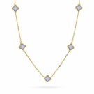 Pan Jewelry - Kløver Halskjede i forgylt sølv med lys blå stein thumbnail