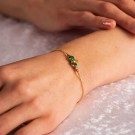 Pan Jewelry - GLAM Armbånd i forgylt sølv med grønne stener thumbnail