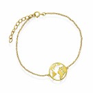 Pan Jewelry - Armbånd i forgylt sølv med verdenskart thumbnail