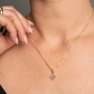 Pan Jewelry - Kløver smykke i sølv med rosa zirkonia thumbnail