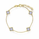 Pan Jewelry - Kløver Armbånd i forgylt sølv med lys blå stein thumbnail