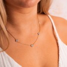 Pan Jewelry - Kløver Halskjede i forgylt sølv med lys blå stein thumbnail