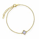 Pan Jewelry - Kløver armbånd i forgylt sølv med lys blå stein thumbnail