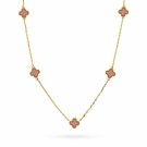 Pan Jewelry - Kløver halskjede i forgylt sølv med rosa stein thumbnail