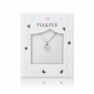 Pia & Per - Halskjede i sølv, Hvitt hjerte 8mm thumbnail