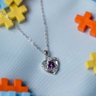 Prins & Prinsesse - Smykke i sølv med lilla zirkonia hjerte thumbnail