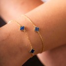 Pan Jewelry - Kløver Armbånd i forgylt sølv med havblå lapis thumbnail