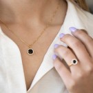 Pan Jewelry - Smykke i forgylt sølv med zirkonia og sort sten thumbnail