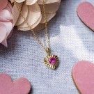 Prins & Prinsesse - Smykke i sølv med rosa zirkonia hjerte thumbnail