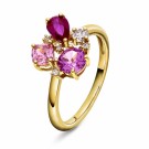 Pan Jewelry - GLAM Ring i forgylt sølv med rosa stener thumbnail