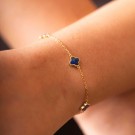 Pan Jewelry - Kløver Armbånd i forgylt sølv med havblå lapis thumbnail