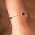 Pan Jewelry - Kløver Armbånd i forgylt sølv med havblå lapis thumbnail