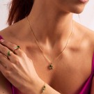 Pan Jewelry - GLAM Smykke i forgylt sølv med grønne stener thumbnail