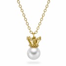 Prins & Prinsesse - Smykke i forgylt sølv med perle og krone thumbnail