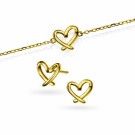 Pan Jewelry - Hjertestrek Armbånd og øredobber i forgylt sølv thumbnail