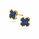 Pan Jewelry - Kløver Øredobber i forgylt sølv med havblå lapis thumbnail
