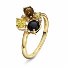 Pan Jewelry - GLAM Ring i forgylt sølv med gylne stener thumbnail