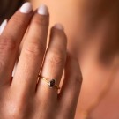 Pan Jewelry - Athens Charm Ring i forgylt sølv med hvit og brun zirkonia thumbnail