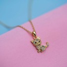 Prins & Prinsesse - Smykke i forgylt sølv med zirkonia og katt thumbnail