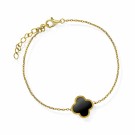Pan Jewelry - Kløver Armbånd i forgylt sølv med sort sten thumbnail