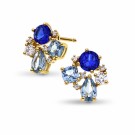 Pan Jewelry - GLAM Øredobber i forgylt sølv med blå stener thumbnail