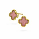 Pan Jewelry - Kløver øredobber i forgylt sølv med rosa stein thumbnail