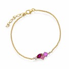 Pan Jewelry - GLAM Armbånd i forgylt sølv med rosa stener thumbnail