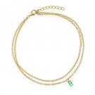 Pan Jewelry - Ankelkjede i forgylt sølv med grønn zirkonia thumbnail