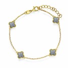 Pan Jewelry - Kløver Armbånd i forgylt sølv med grå perlemor thumbnail