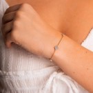 Pan Jewelry - Kløver Armbånd i forgylt sølv med lys blå stein thumbnail