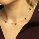 Pan Jewelry - Kløver Halskjede i forgylt sølv med sort sten thumbnail