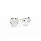 Pia & Per - Øredobber i sølv, Hvite hjerter thumbnail