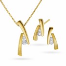 Pan Jewelry - Smykkesett i forgylt sølv med zirkonia thumbnail