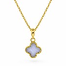 Pan Jewelry - Kløver smykke i forgylt sølv med lys blå stein thumbnail