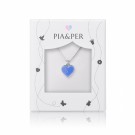 Pia & Per - Halskjede i sølv, Lys blå hjerte 11mm thumbnail